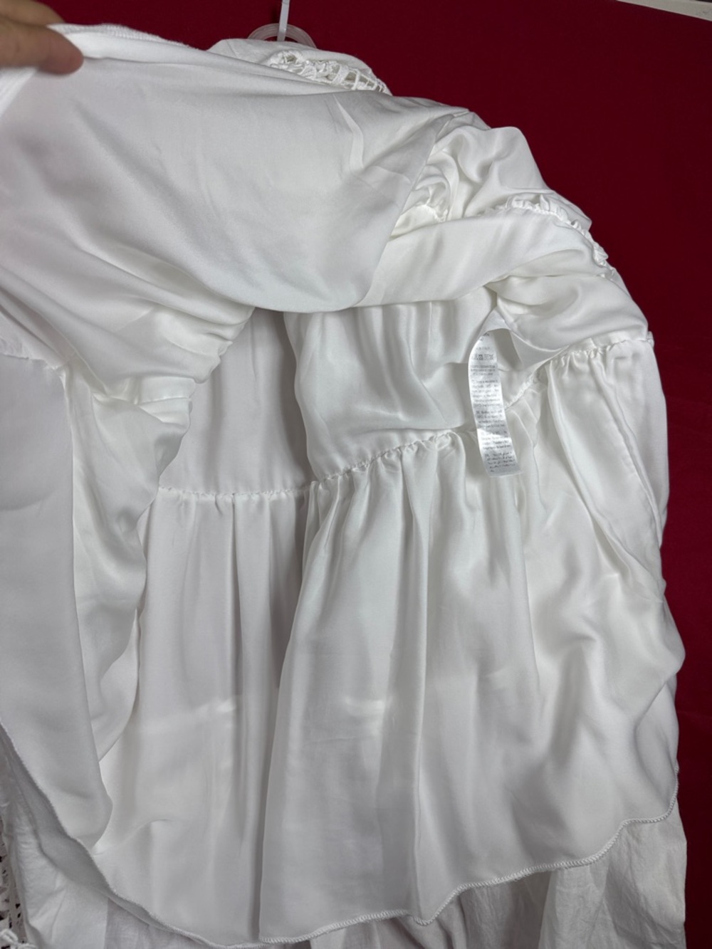 Women's White Maxi Skirt with Lace Trim - Picture 13 of 13